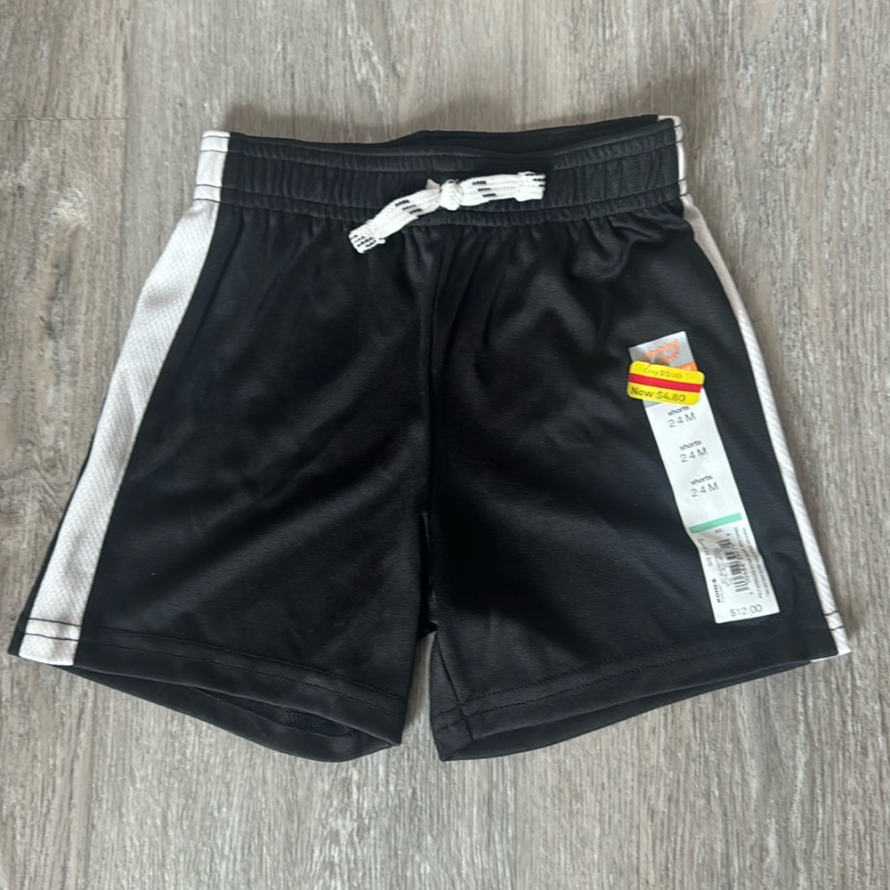 NWT Toddler Boys Jumping Beans Black & White Shorts w/Elastic Waistband Size 24M